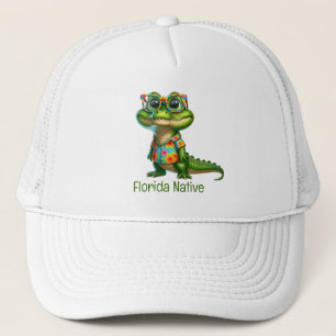 Alligator im tropischen Shirt Truckerkappe