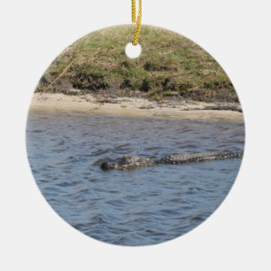 Alligator im Wasserschmuck Keramik Ornament