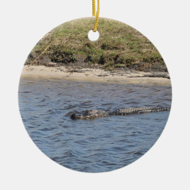 Alligator im Wasserschmuck Keramik Ornament (Vorne)
