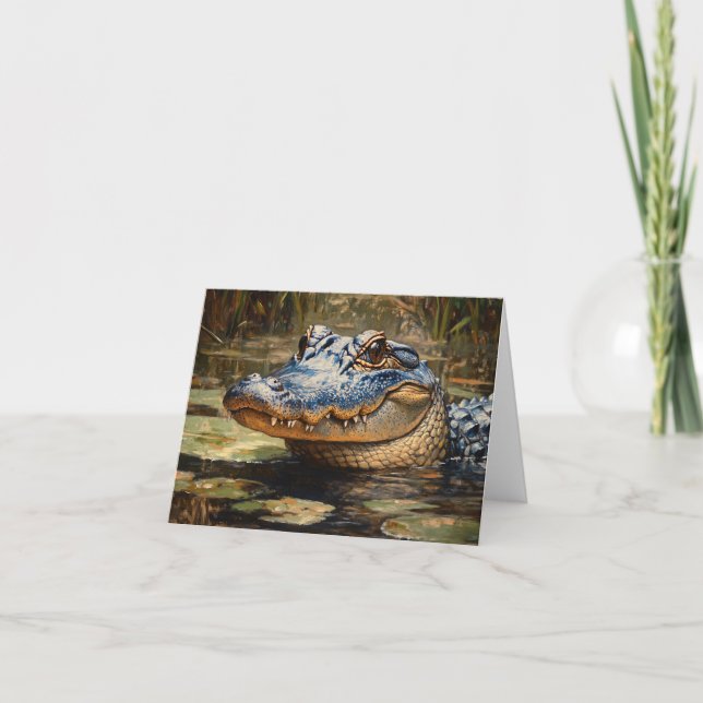 Alligator in der Everglades Wildlife Art Karte (Vorderseite)