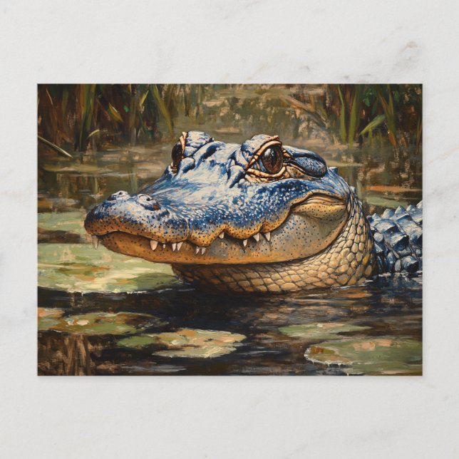 Alligator in der Everglades Wildlife Art Postkarte (Vorderseite)