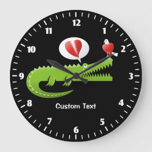 Alligator in der Liebe Große Uhr