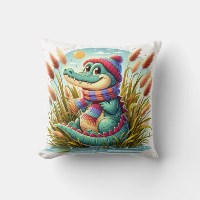 Alligator-Inspiriert Pillow Kissen (Vorderseite)