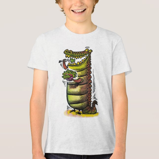 Alligator isst Salat Tri-Blend Shirt (Vorderseite)