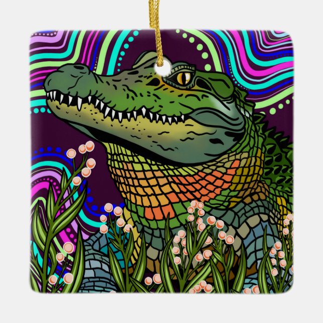 Alligator Keramik Ornament (Vorderseite)