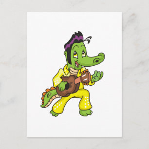Alligator King mit Gitarren-T - Shirt und Geschenk Postkarte