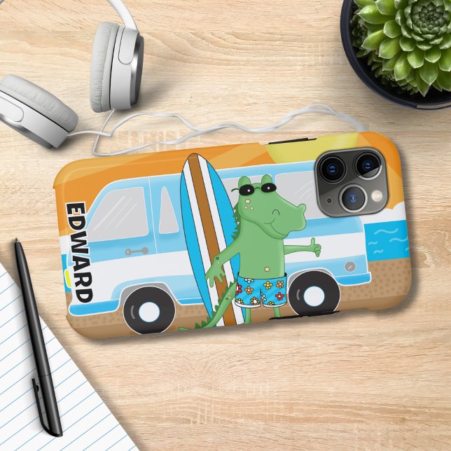 Alligator Krokodil Retro Van Sunshine Surf Board Case-Mate iPhone Hülle (Alligator Retro Van Phone Case)