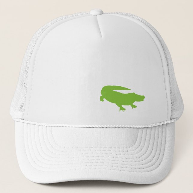 Alligator Krokodile Grüner Preppy Fun Adult Truckerkappe (Vorderseite)
