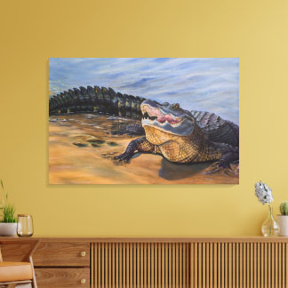 Alligator-Kunst. Von Angesicht zu Angesicht Leinwanddruck