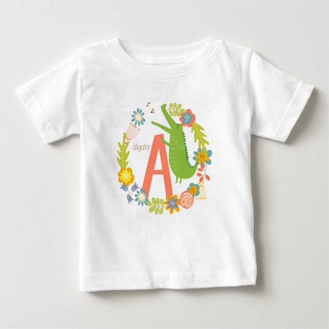 Alligator-Letter A der Animal Alphabet Serie Baby T-shirt (Vorderseite)