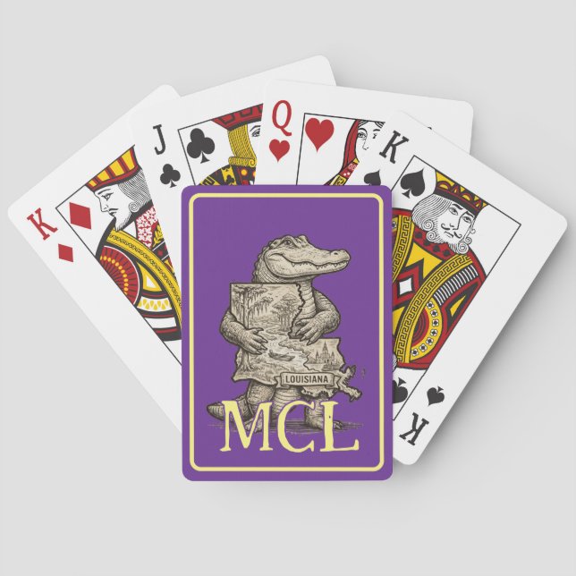 Alligator Liebe Louisiana Spielkarten Monogrammier (Rückseite)