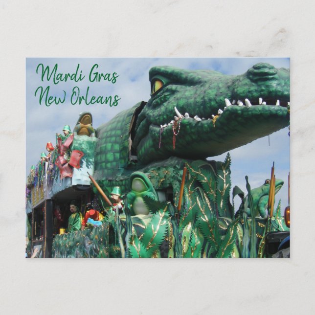 Alligator Mardi Gras Float Postkarte (Vorderseite)