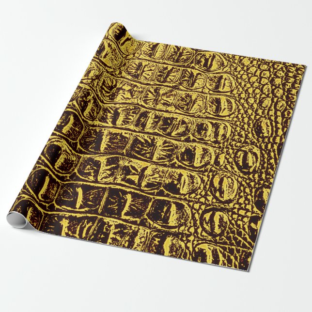 ALLIGATOR METALLICH GOLD GESCHENKPAPIER (Ungerollt)