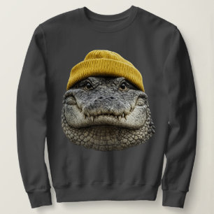 Alligator mit Beanie Vintage 90er Gator Design Sweatshirt