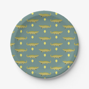 Alligator mit grauem Ballon Pappteller