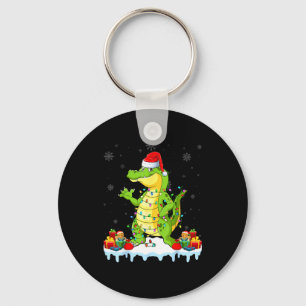 Alligator mit Weihnachtsbeleuchtung Weihnachtsmann Schlüsselanhänger