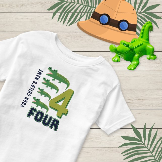 Alligator Nummer vier Niedlich Personalisiert Kleinkind T-shirt (Von Creator hochgeladen)