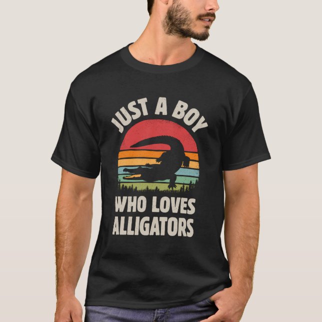 Alligator nur ein Junge, der Lieben Reptiles Retro T-Shirt (Vorderseite)
