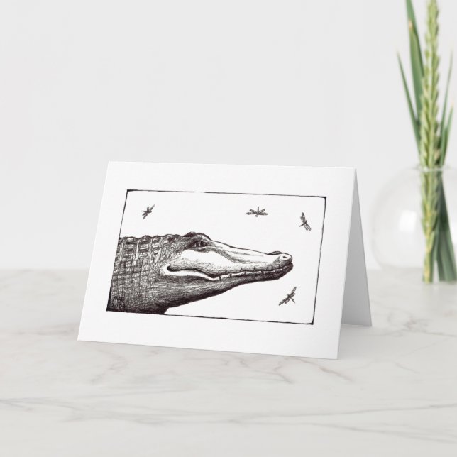 Alligator- oder Krokodillibellenspaß-Kunstzeichnen Karte (Vorderseite)