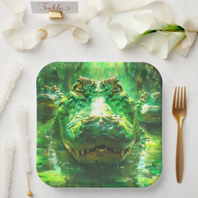 Alligator Pappteller (Hochzeit)