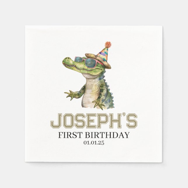 Alligator Party Einladung Einladen Pool Party Serviette (Vorderseite)