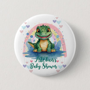 Alligator Pastel Rainbow Colorful Baby Dusche Button