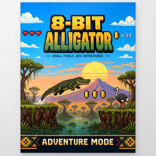 Alligator, Retro-8-Bit-Pixel-Art Postkarte