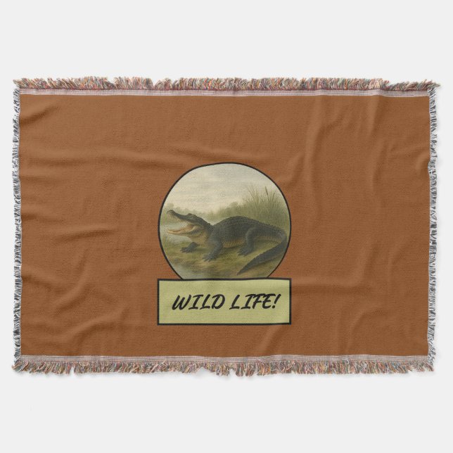 Alligator Saddle Brown Throw Blanket Decke (Vorderseite)