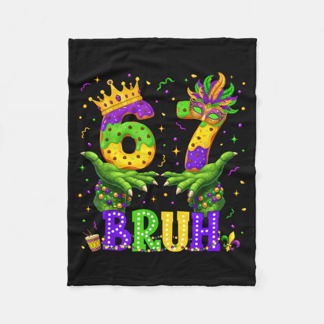 Alligator Six Seven Bruh 6 7 Meme Mardi Gras Carni Fleecedecke (Vorderseite)