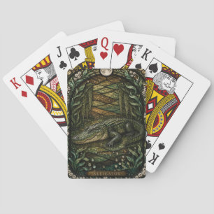 Alligator Still Sumpf Illumina Buntglas Spielkarten
