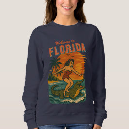 Alligator-Surfstrand-Pin-up Retro-Küstenleben Sweatshirt