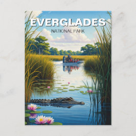 Alligator und Airboat Everglades National Park Postkarte