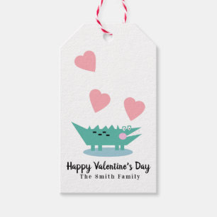 Alligator und Hearts Valentinstag Geschenkanhänger