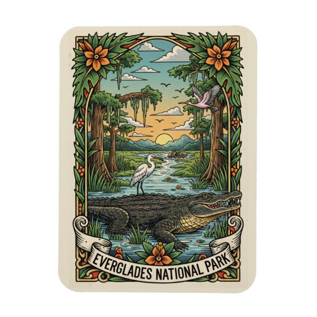 Alligator und Luftboot Everglades-Nationalpark Magnet (Vertikal)