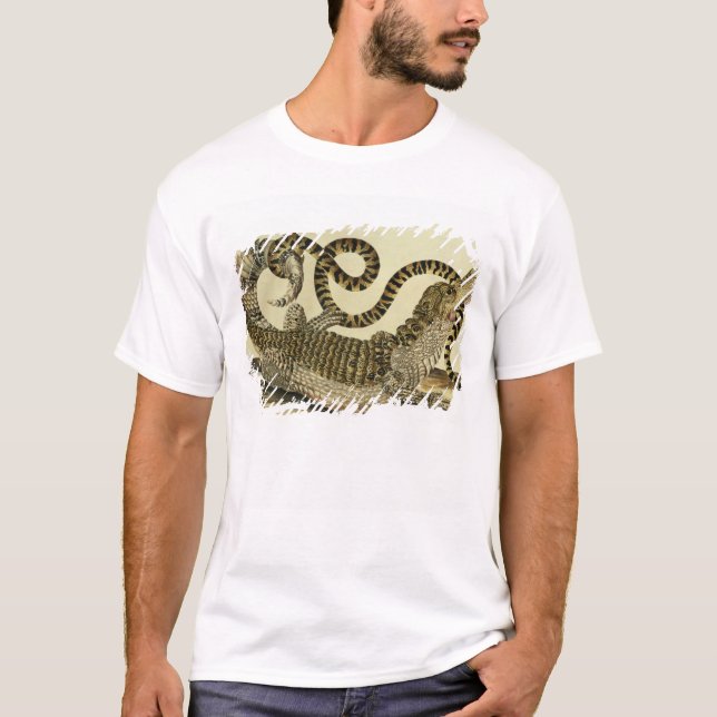 Alligator und Schlange, 1730 (farbiger Stich) T-Shirt (Vorderseite)