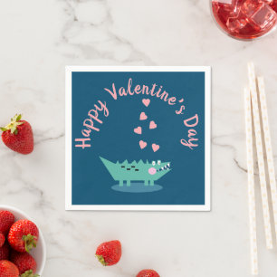 Alligator Valentinstag Herzen Rosa Serviette