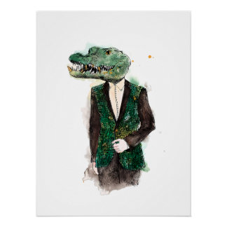 Alligator Wasserfarbe Portrait Poster