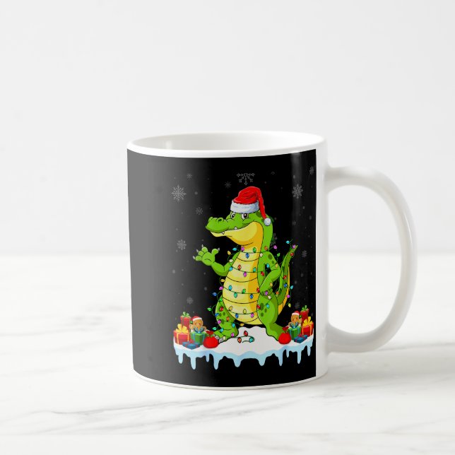 Alligator Wearing Xmas Lights Santa Hat Alligator  Kaffeetasse (Rechts)