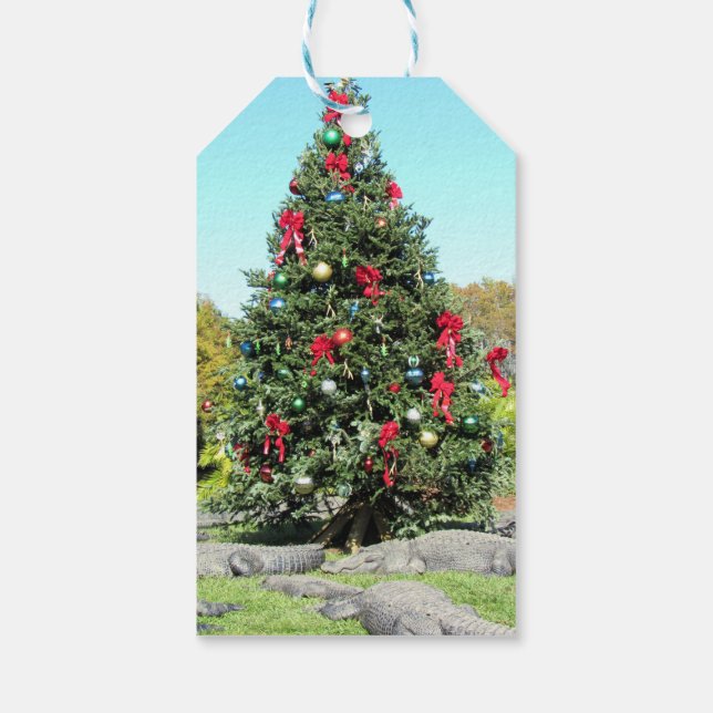 Alligator Weihnachtsbaum-Geschenkmarke Geschenkanhänger (Rückseite)