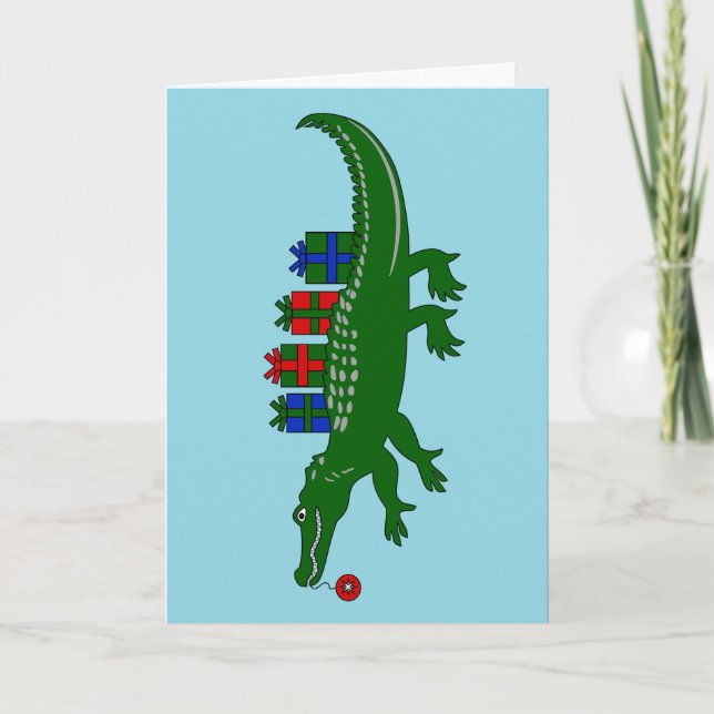 Alligator-Weihnachtskarte Feiertagskarte (Vorderseite)