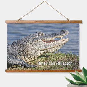 Alligator-Wildlife-Natur Nahaufnahme-Fotografie Wandteppich Mit Holzrahmen