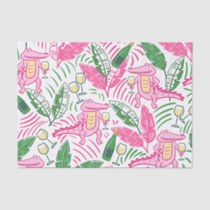 Alligator Wine Pink Green Preppy Seidenpapier