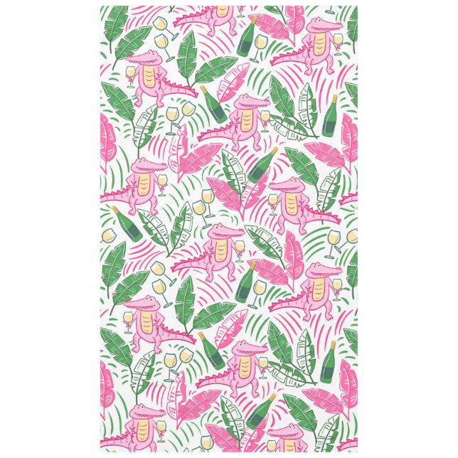 Alligator Wine Pink Green Preppy Tischdecke (Vorderseite)