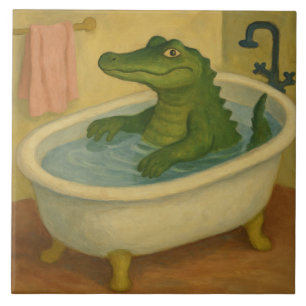 Alligator zur Badezeit Fliese