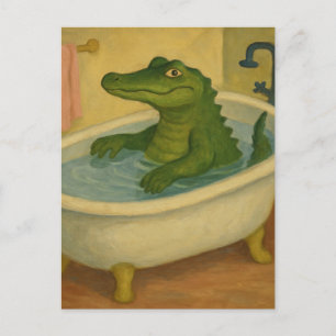 Alligator zur Badezeit Postkarte