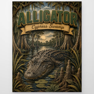 Alligator Zypressen Sumpf POPCUT Postkarte