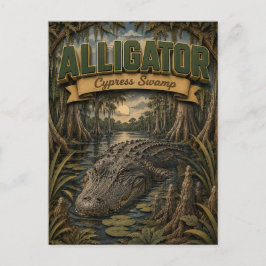 Alligator Zypressen Sumpf POPCUT Postkarte