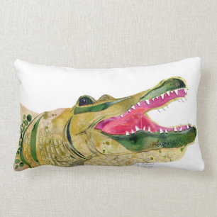 AlligatorAquarellausschnitt-Kunstkissen Lendenkissen