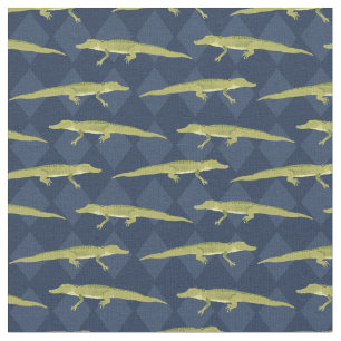 Alligatoren in Olive Green gegen Navy Blue Stoff