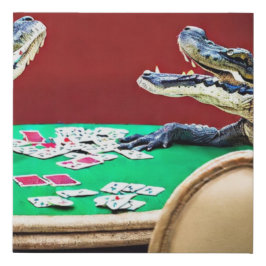 Alligatoren zum Kartenspielen Künstlicher Leinwanddruck